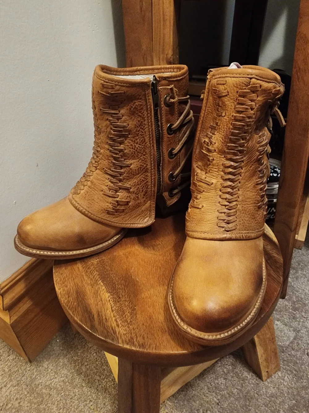 Freebird Cedrick Tan Leather Lace-Up Ankle Booties